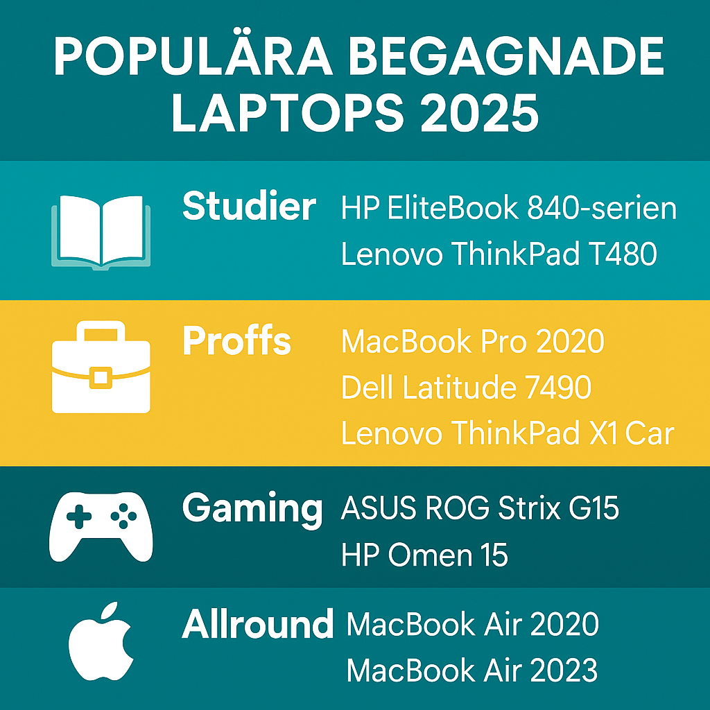 Populära begagnade laptops 2025