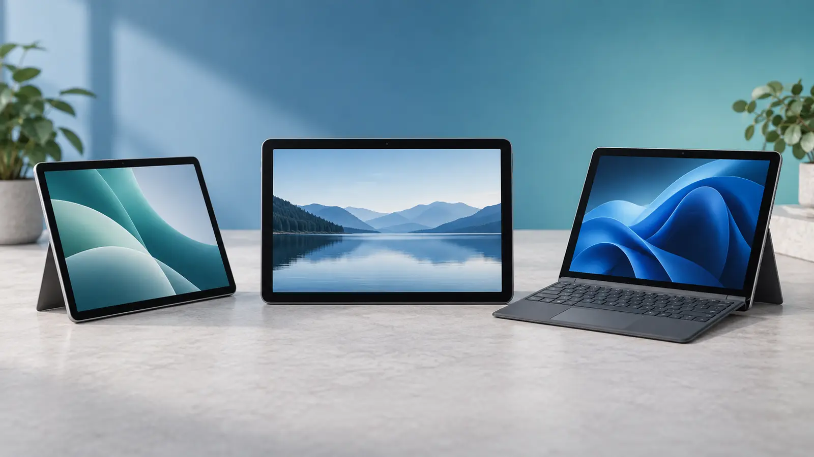 Tre begagnade surfplattor för jämförelse mellan iPad, Android och Surface