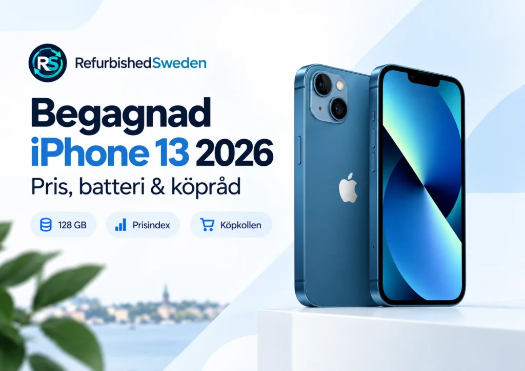 Blå iPhone 13 visad framifrån och bakifrån