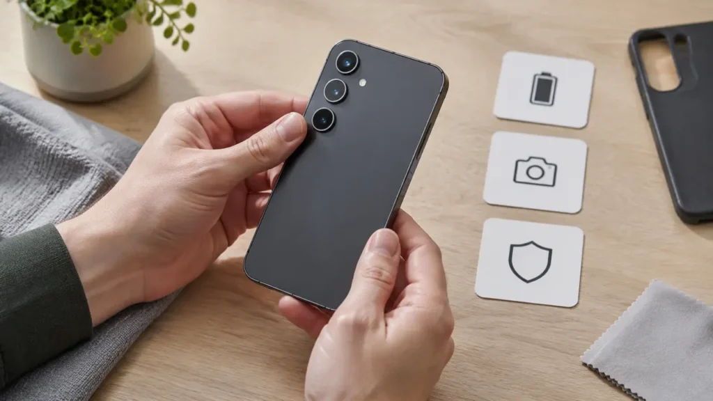Begagnad Samsung Galaxy S23 granskas för batteri, kameror och skick